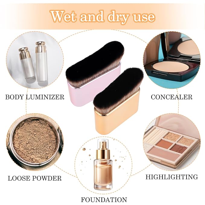 2Pcs Self Tan Brush Soft Body Makeup Brush Portable Self Tanning Brush Self Tanner Face Brush For Body & Leg Makeup(Rose Gold + Pink Rose Gold)