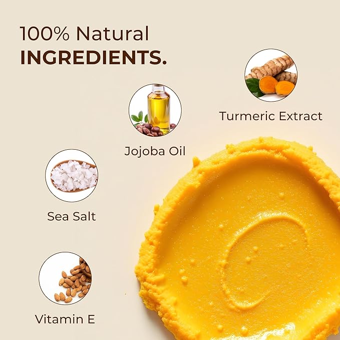 GLO Melanin Turmeric Scrub for Dark Spots, Brightening Inner Thighs Bikini Area Underarms, Natural Exfoliating Face