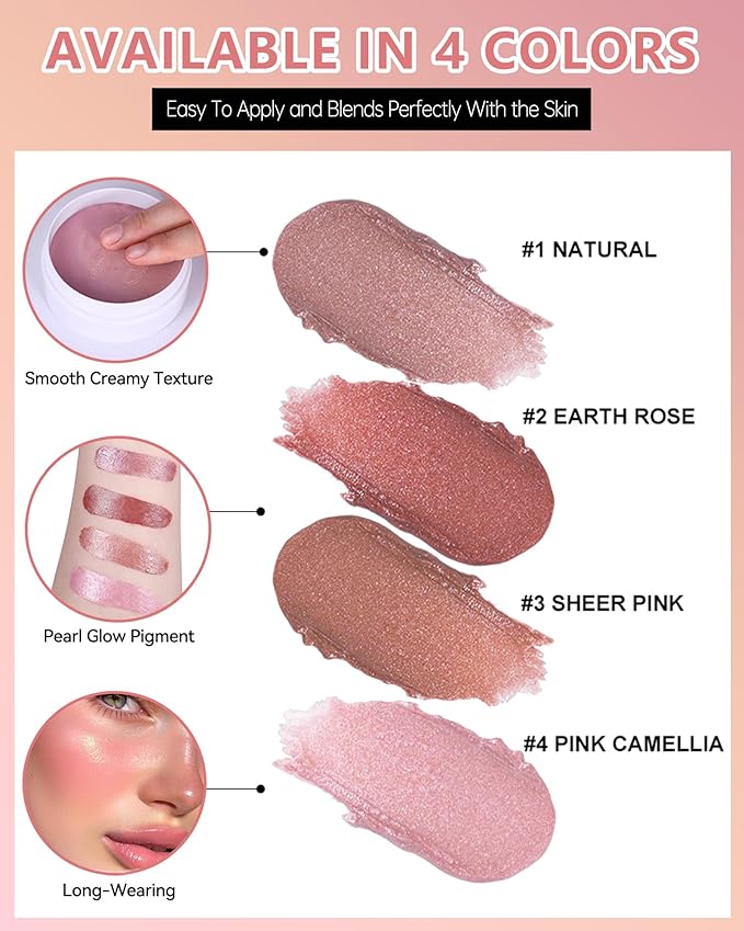 Multi Glow Balm, Miracle Glow Balm Tinted Face Creamy Blush for Women Cheeks Lip Eye, Hydrating Lightweight & Blendable Color, Shimmer Blusher Facial Makeup,Mother's Day Gift for Women Girl-02 Rose