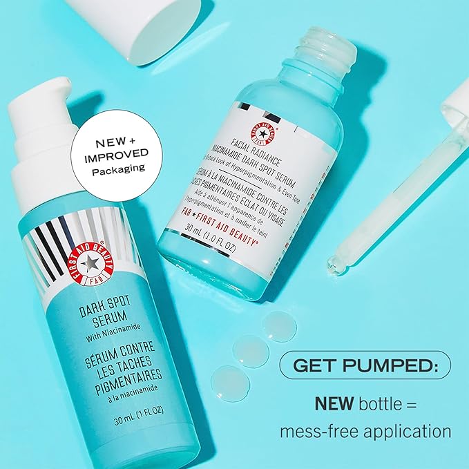 First Aid Beauty - Dark Spot Serum with Niacinamide, Helps Reduce Look of Dark Spots, Sun Spots, Hyperpigmentation, Discoloration & Post-acne marks, Non-Comedogenic, Safe for Sensitive Skin, 1 oz