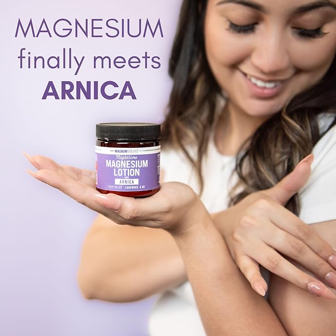Nighttime Magnesium Lotion with Arnica – Soothing Relief & Relaxation, Highly Concentrated Magnesium for Muscles & Joints – Apply to Legs or Feet Before Bed – Skin-Friendly