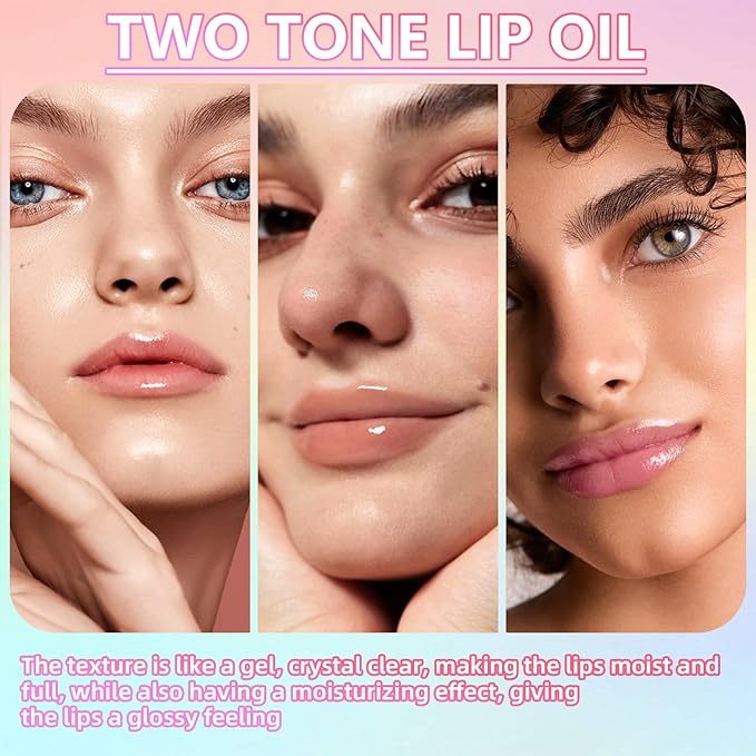 Double Colors Lip Glow Oil, Fruit Flavoured Clear Glow