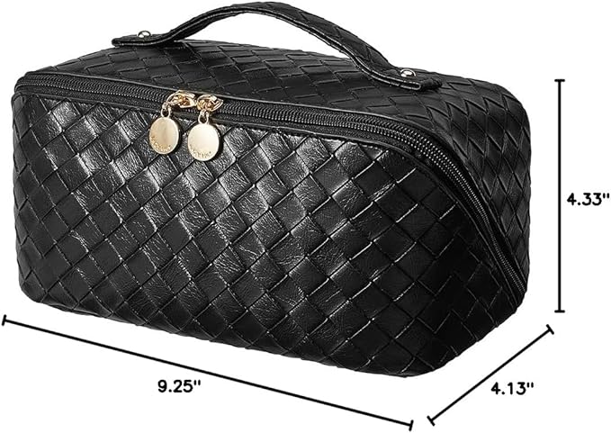 EACHY Travel Makeup Bag,Large Capacity Cosmetic Bags for Women,Waterproof Portable Pouch Open Flat Toiletry Bag Make up Organizer with Divider and Handle
