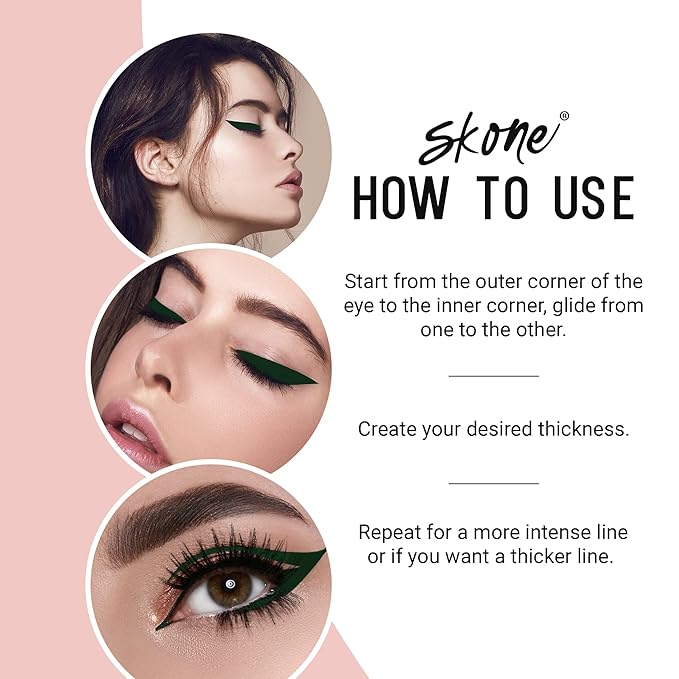 Skone Cosmetics Insanely Intense Tattooed Eyeliner Pen - Waterproof Liquid Eyeliner, Long Lasting, Sweat Proof, Smudge Proof Felt Tip Liquid Eyeliner - Pigmented Eye Liner Makeup, Hunter Green(0.07oz)