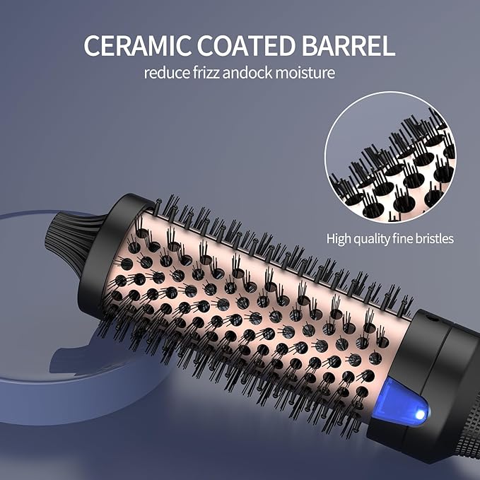 K&K Heated Curling Brush - 1.5 Inch Ceramic Tourmaline Ionic Volumizing Hot Brush for Root Volume & Loose Curls (Black)