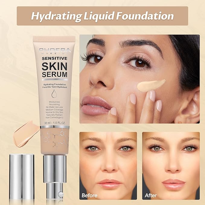 Phoera Foundation Makeup,Flawless Soft Matte Full Coverage with Porcelain, 1PC)