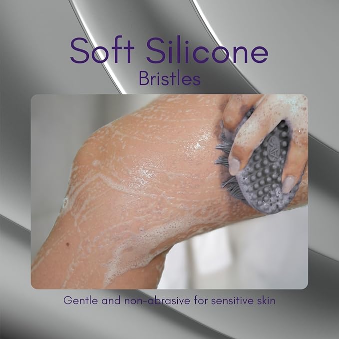 Avilana Silicone Body Scrubber – Gentle Shower Brush & Loofah Alternative – Silver-Infused Options – Fast-Drying, Hygienic, BPA-Free Silicone Body Exfoliator for Sensitive Skin, Men & Women