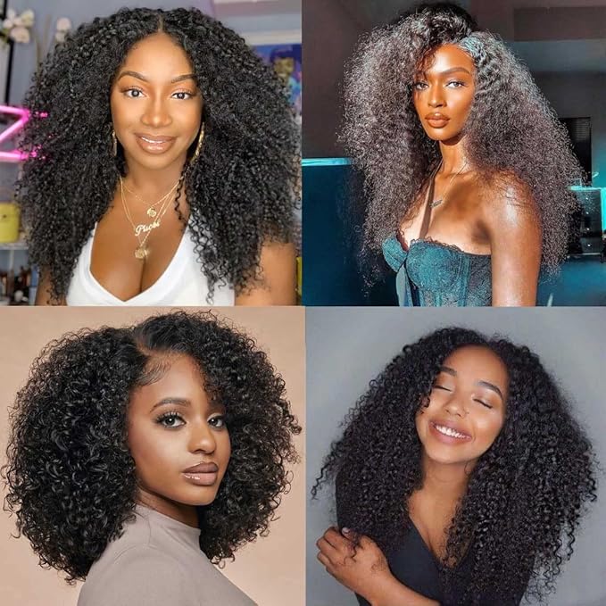 Beauty Forever U Part Human Hair Wig, Curly Upgrade U Part Wig Human Hair Wigs for Black Women 10A Grade Brazilian Virgin Hair Glueless No Leave Out Clip In Wig 150% Density Natural Color 24 Inch