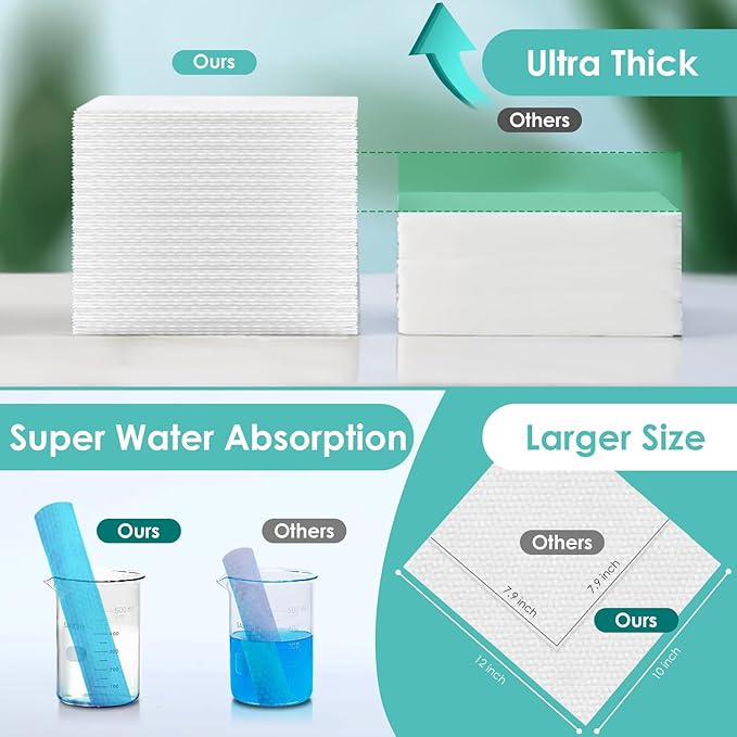 Face Towels, 10"×12" Disposable Face Towel, Face Towelettes XL, Ultra Soft Makeup Remover Dry Wipes, Thick Face Towel for Cleansing,Storage Box with Cover,50 Count (Style02)