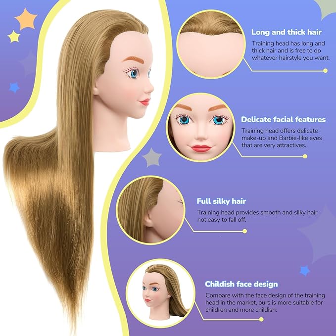 Neverland Beauty Mannequin Head with Hair, 20 Inch Cosmetology Manikin Practice Braiding Doll Head for Hair Styling, Training Head for Braiding Hairdressing for Kids #27