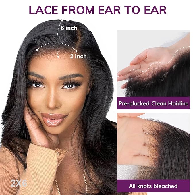 IDN BEAUTY SKINLIKE REAL HD 2X6 Lace Closure Human Hair 20 Inch Body Wave Closure Bleached Single Knots HD Closure Ultra-thin 2x6 Lace Closure Virgin Human Hair 0.1 mm Pre Plucked Hairline Closure