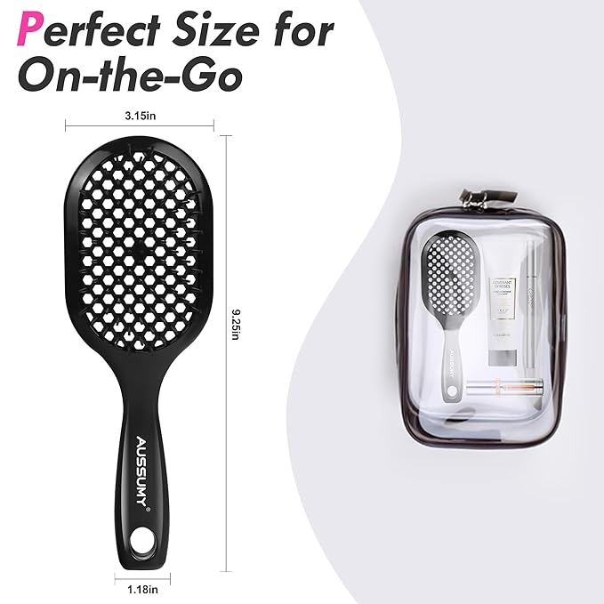Vented Detangling Hair Brush - 2 Pack Detangler Hairbrush for Effortless Tangle Removal - Ultra-Soft Bristles -For Natural Curly Straight Wet Dry Damaged Hair for Women Men Kids