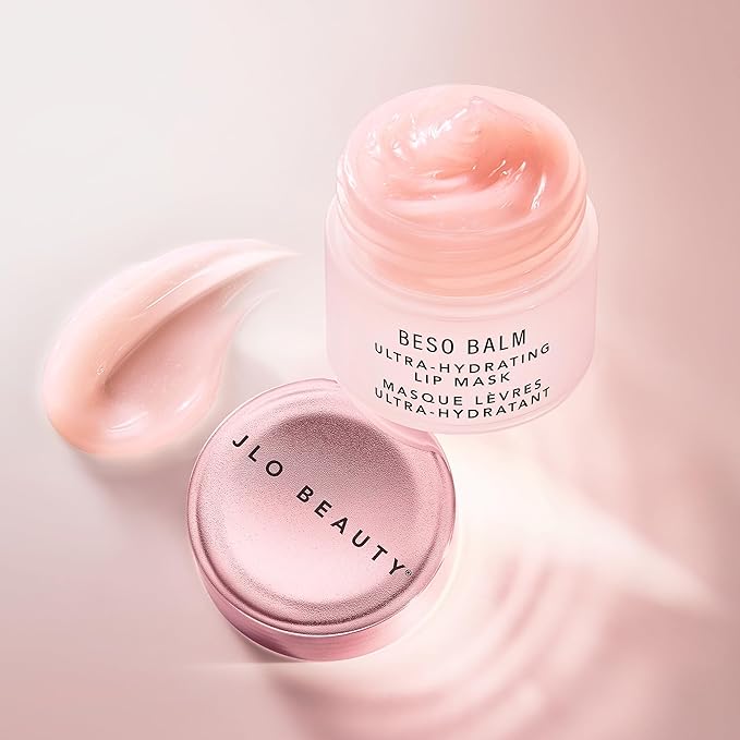 JLO BEAUTY Beso Balm Lip Mask | Ultra-Hydrating Glossy Finish, Visibly Plumps & Softens, Day & Overnight Lip Care Treatment, Vanilla Scented | 3 Pack
