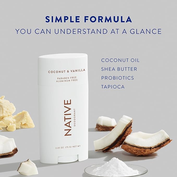 Native Deodorant Contains Naturally Derived Ingredients, 72 Hour Odor Control | Deodorant for Women and Men, Aluminum Free with Baking Soda, Coconut Oil and Shea Butter | Coconut & Vanilla, 3-Pack