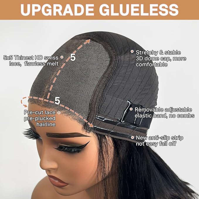 5x5 HD Lace Closure Wig Body Wave Glueless Wigs Human Hair Pre Plucked Pre Cut Lace Front Wigs Natural Black Frontal Wig