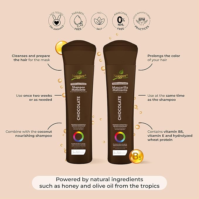 Naissant Copper Chocolate Hair Toning Mask | Color Depositing | Moisturize & Refresh & Neutralize Brassy Tones |Paraben,Ammonia & Sulfate Free | Pro-Vitamin B5,Olive Oil & Honey (Chocolate) 10.1 Fl Oz