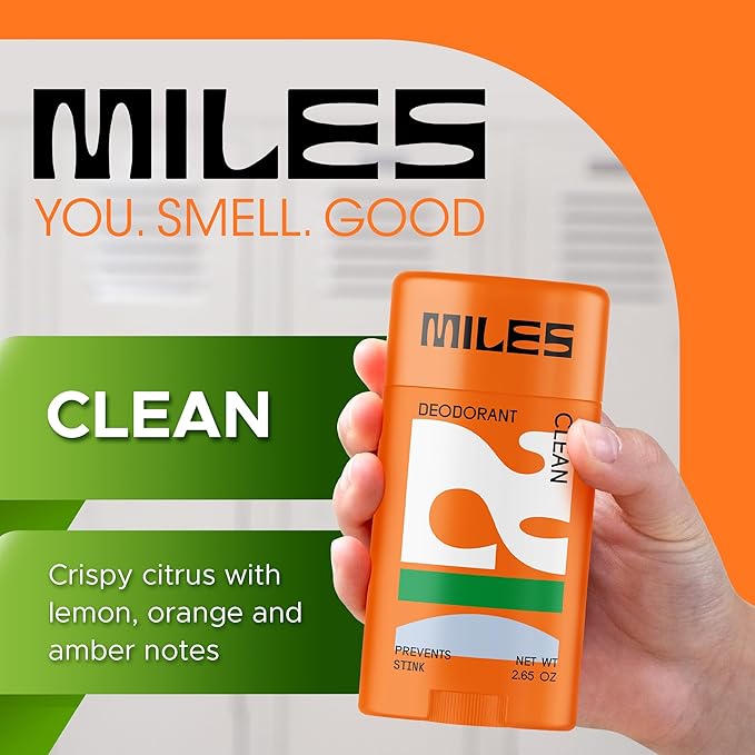 Miles Kids Deodorant for Boys and Girls - Aluminum Free Deodorant for Kids and Teens, Natural, Hypoallergenic, Made in USA - Clean Scent, 1-Pack