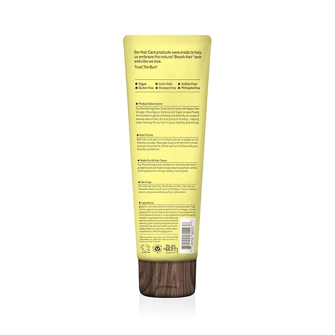 Sun Bum Revitalizing Detox Scalp Scrub | Vegan and Cruelty Free Moisturizing and Deep Cleansing and Exfoliating Hair Wash with Apple Cider Vinegar | 6 oz