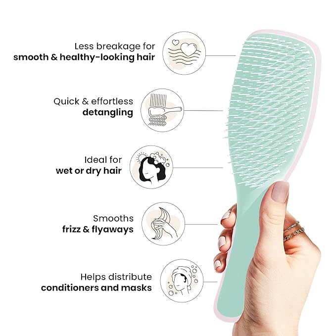 Tangle Teezer Ultimate Detangler Brush for Wet & Dry Hair, Eliminates Knots & Reduces Breakage for All Hair Types, Baby Pink & Mint