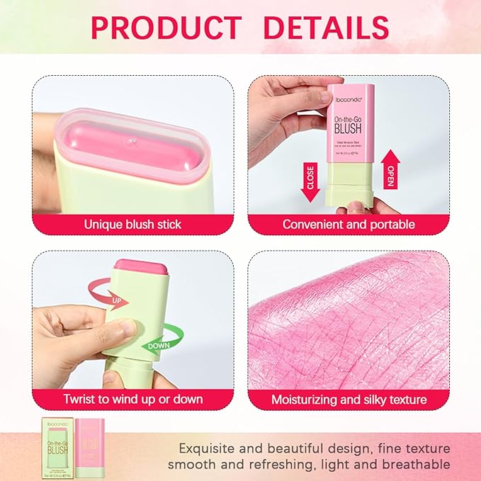 MEICOLY Multi Use Makeup Blush Stick,On-the-Go 2-in-1 Lip Cheek Cream Blush Stick,Waterproof Solid Face Blush Makeup Cheek Tint,Natural Matte Blush Stick for Cheeks,Tinted Moisture Stick,01 Shy Pink