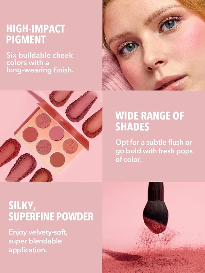 SHEGLAM Floral Flush 6-Color Blush Palette Long Lasting Cheeks