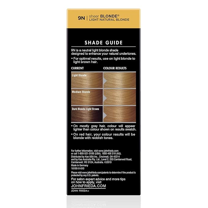 John Frieda Precision Foam Colour, Light Natural Blonde 9N, Full-Coverage Hair Color Kit, Anti-Fade Gray Coverage, Deep Color Saturation Hair Dye, 1 Application