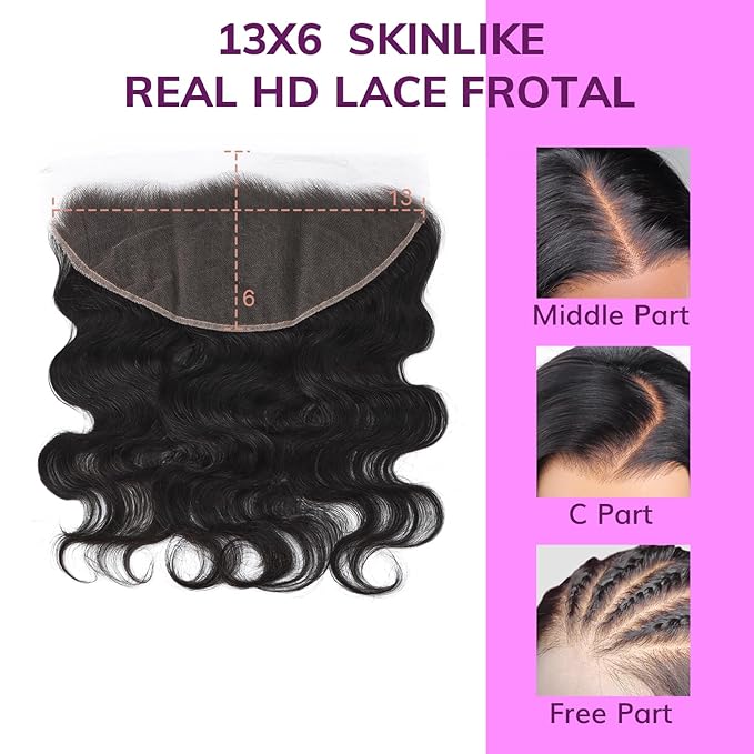 IDN BEAUTY SKINLIKE REAL HD 13x6 Lace Frontal 22 Inch Body Wave Closure Bleached Single Knots Ultra-thin Frontal HD Lace Closure Virgin Human Hair 0.1 mm Pre Plucked Hairline