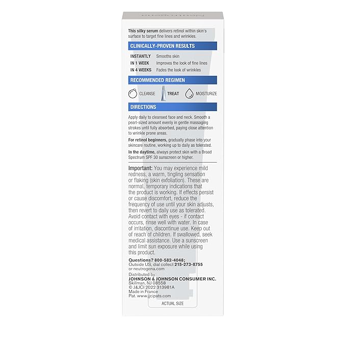 Neutrogena Rapid Wrinkle Repair Retinol Anti-Wrinkle Face Serum with Hyaluronic Acid, Daily Anti-Aging Facial Serum for Fine Lines & Wrinkles, Mineral Oil- & Dye-Free, 1 fl. oz