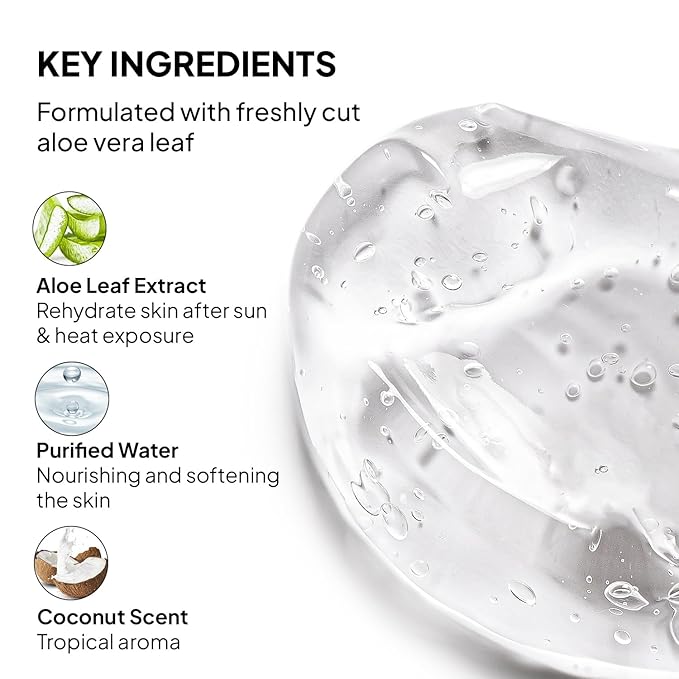 COBA'S DAUGHTER 99% Pure Aloe for Sunburn Relief & After Sun Recovery| Coconut Scented Aloe Vera Gel |Organic Aloe Vera Gel for Face & Body - Hair Hydration & Cooling Lotion (10.6 oz)