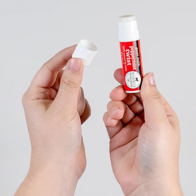 Dionis Goat Milk Skincare Peppermint Twist Holiday Lip Balm Gift Set - Beeswax, Shea Butter & Coconut Oil Lip Care Products Made in The USA - Cruelty Free Lip Moisturizer for Chapped Lips, 0.28oz 3Pk