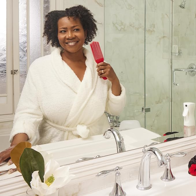 Red Detangler Brush by Felicia Leatherwood - For Kinky, Curly, Wavy 4c or Straight Hair - Tame Your Tangles Smooth Your Coils - Pain Free for All Ages