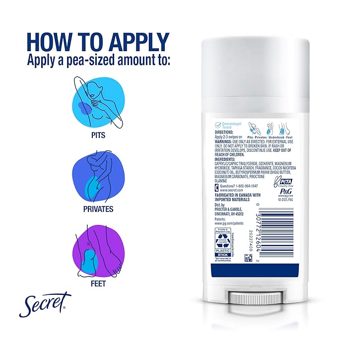 Secret Whole Body Deodorant Stick for Women, Lilac & Waterlily Scent, Aluminum Free Deodorant Stick, 72 HR Odor Protection, 2.4 oz