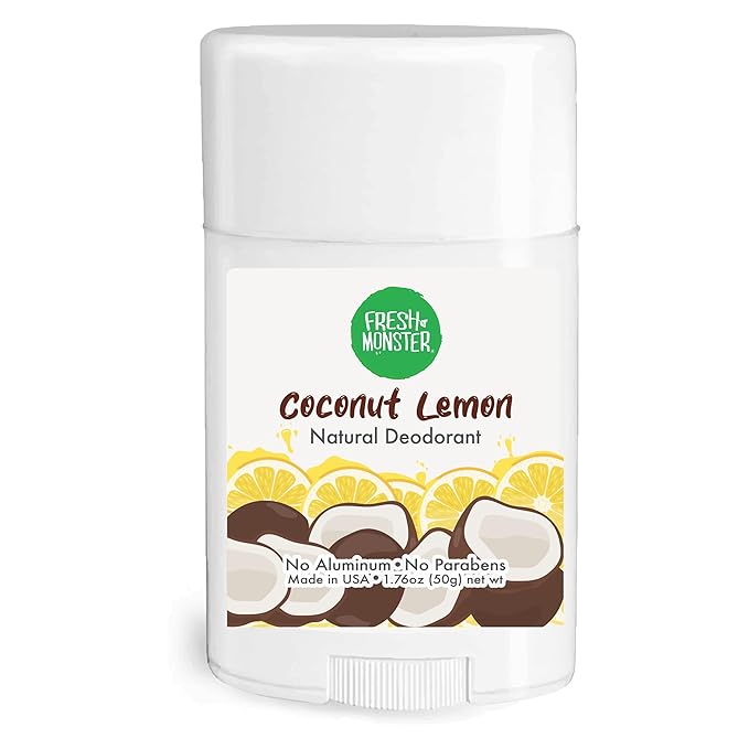 FRESH MONSTER Deodorant for Kids & Teens, Coconut-Lemon Scent, No Aluminum, No Parabens, Vegan, 24-Hour Protection, Coconut Lemon, 1.76 oz