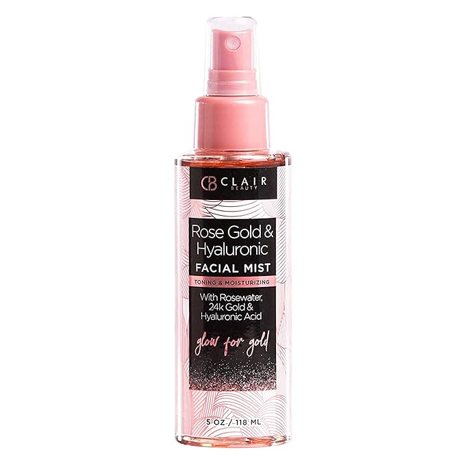 Rose Gold & Hyaluronic Acid Face Mist - Dermatologist Tested, Moisturizes, Calms Redness & Tones Skin, Balancing Facial Spray, Cruelty-Free, Vegan, 95% Natural, Non - GMO, All Skin Types