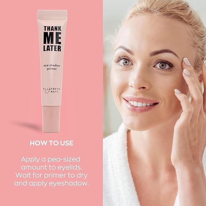 Elizabeth Mott Thank Me Later Eye Primer - Long-Lasting, Matte Eyeshadow Base for Oily Lids & Crease-Free Wear - Pore Minimizer, Wrinkle-Filling, Shine Control Formula - Smudge-Proof, Lightweight 10g