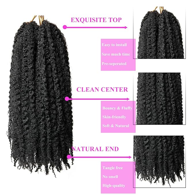 Marley Twist Braiding Hair 24 Inch 8 Packs โ Long-Lasting Marley Hair, Fluffy&Tangle-Free Cuban Twist Hair for Braiding, Natural Look Synthetic Spring Afro Kinky Twist Hair Extensions (1B)