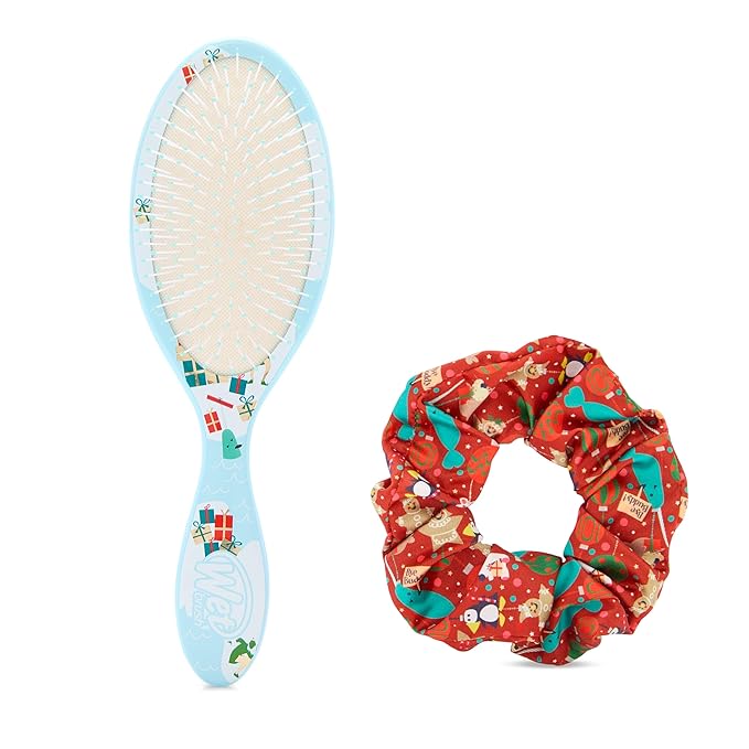 Wet Brush Original Detangler Hair Brush Elf Kit - Ultra-Soft IntelliFlex Bristles - Detangling Brush Glides Through Tangles For All Hair Types (Wet Dry & Damaged) - 1 Brush & 1 Scrunchie