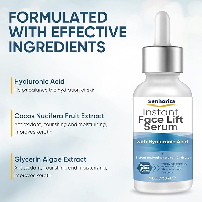 Instant Face Lift Serum, 2-Minute Temporary Skin Lifting & Tightening Serum for Women with Plant Extract, Visibly Firming Loose Sagging Skin for Face and Neck