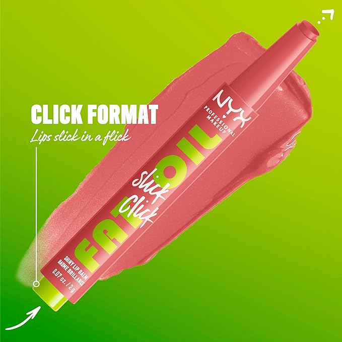 NYX PROFESSIONAL MAKEUP Fat Oil Slick Click, Lightweight, Buildable Pigmented Vegan Lip Balm - Caption This (Nude)