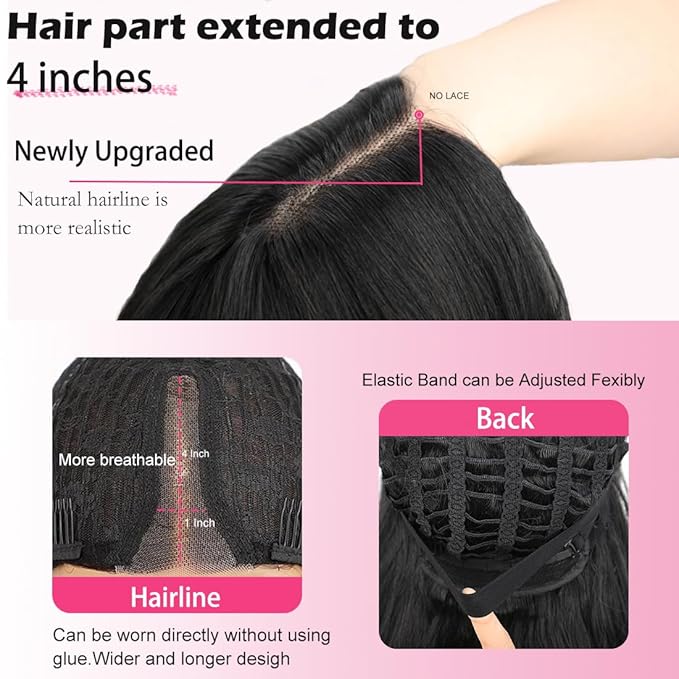 Balayage Brown 4x1 Pre Cut Lace Synthetic Lace Front Wig with Baby Hair Heat Friendly Body Wave Ombre Wig for Women 30 Inch Glueless Ready to Wear Synthetic Hair