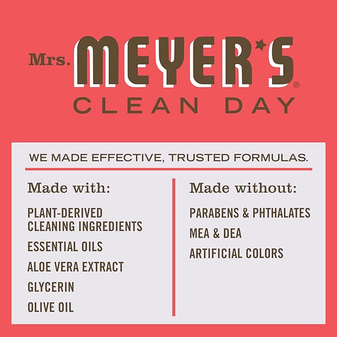 MRS. MEYER'S CLEAN DAY Hand Soap, Made with Essential Oils, Rhubarb 12.5 Fl Oz (Pack of 6)