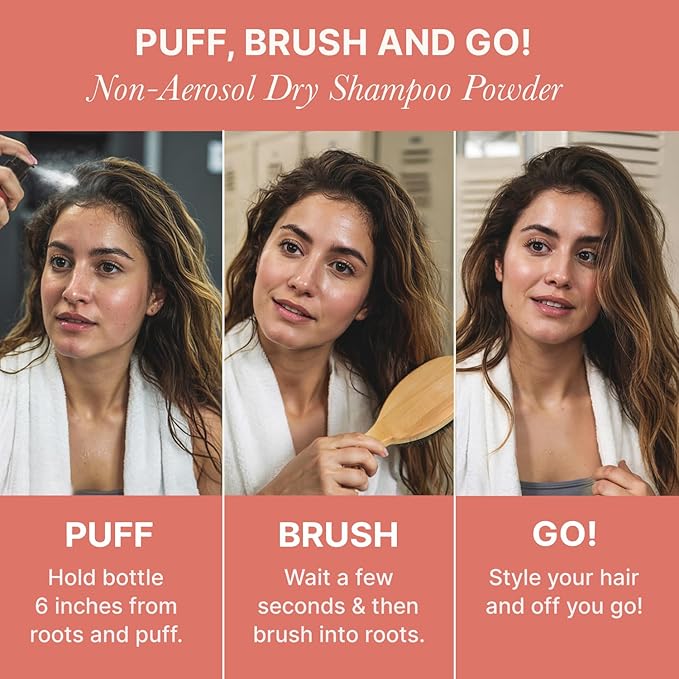 Beauty by Earth Dry Shampoo Powder Spray for Women & Men, Non Aerosol Volumizing & Clarifying Powder, USA Made with Clean Ingredients & Biotin for Light and Dark Hair - Travel Size Friendly