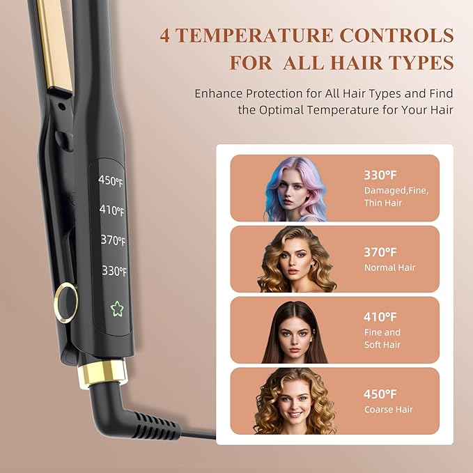 Small Flat Iron, 1/2 Inch Flat Iron for Short Hair Straightener and Curler 2 in 1, Ceramic Ionic Floating Plates for Less Frizz, 10s Quick Heat Up, Straightener for All Hair Types(Black)