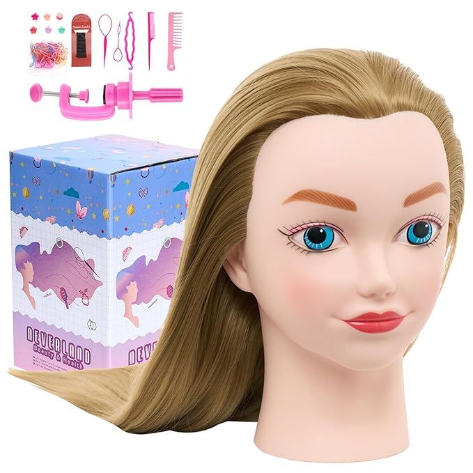 Neverland Beauty Mannequin Head with Hair, 20 Inch Cosmetology Manikin Practice Braiding Doll Head for Hair Styling, Training Head for Braiding Hairdressing for Kids #27