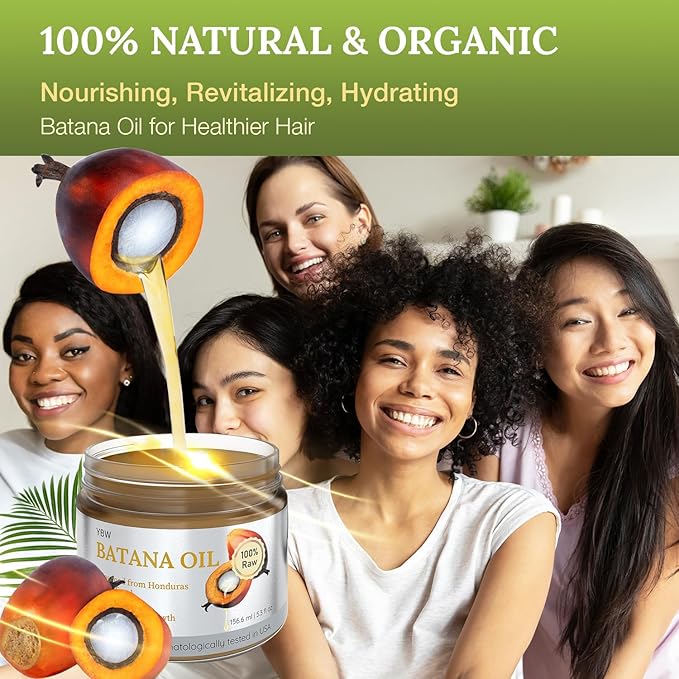 Dr. Sebi 100% Natural, Unrefined and Organic Batana Oil from Honduras for Hair Growth - Enhances Hair Thickness, Prevents Loss for Men & Women