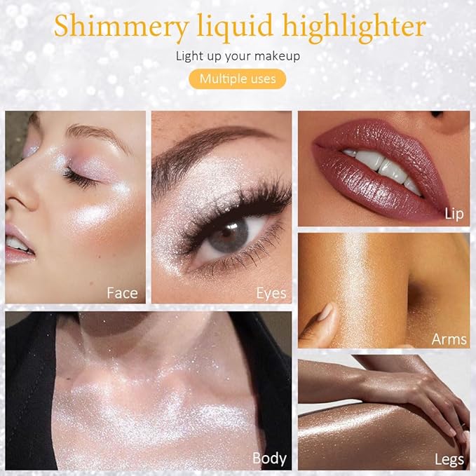 evpct White Silver Face Highlighter Makeup Liquid for Bomb Illuminators