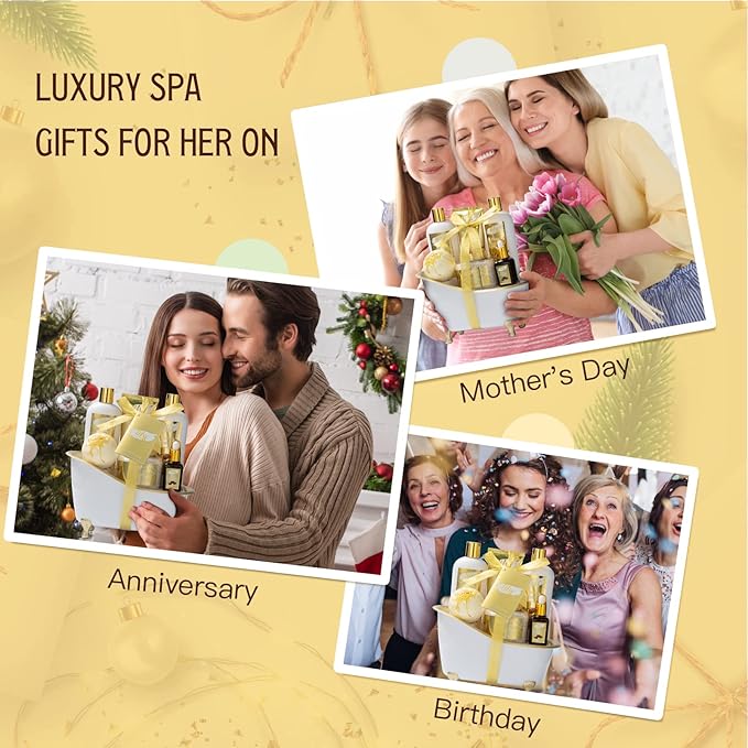 Father's Day Gifts for Dad Men - 7-Piece Honey Almond Spa Gift Set for Women, Bath & Body Gift Set, Bath Gift Set with Bath Bomb | Christmas, Birthday Gifts for Her, All Occasion Holiday Present
