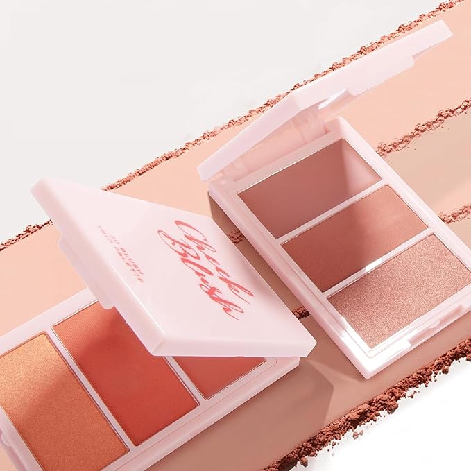 3D Blush Palette, Multi-Use Makeup Powder Blush Palette Cream Blush For Cheeks, Mulit Glow Balm, Lightweight, Smooth, Blendable, Long-Lasting Pigment, Natural Shimmery Or Matte Finish(01#)