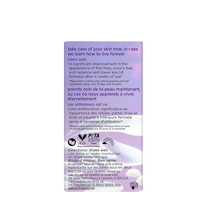 Pacifica Future Youth Time Shift Eye Serum – Peptide Eye Serum for Fine Lines & Dark Circles, Lifting & Firming Under Eye Treatment w/Flora + Peptide-11, Unscented Hydrating Gel for All Skin Types