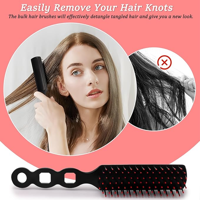 HOFASON 6 Pcs Bulk Hair Brushes for Homeless Supplies, Individually Wrapped Disposable Hair Brushes Nylon Bristles Detangling Hair Brush for Women Hotel Nursing Charity